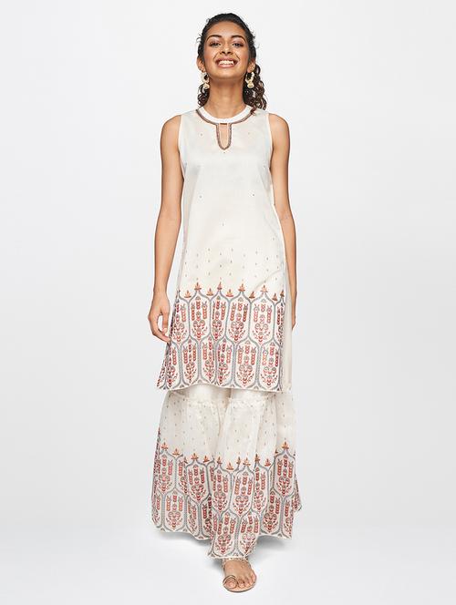off-white kurta sharara set - 18256178 - Very Small Image - 1