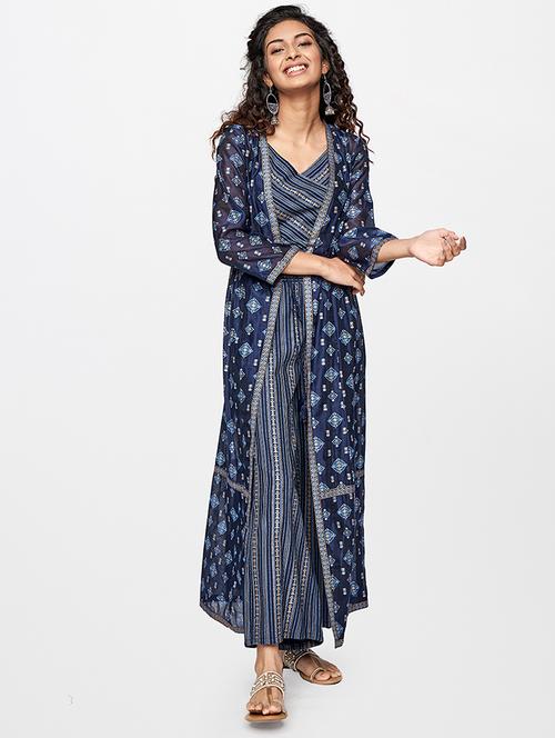 indigo viscose kurta pant set - 18256182 - Very Small Image - 1