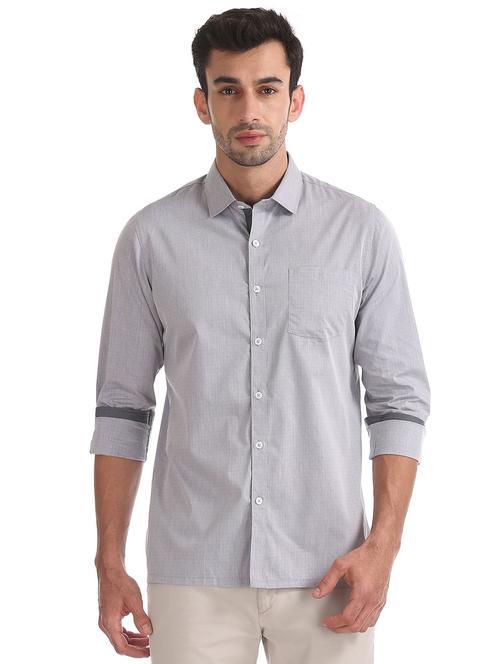 grey printed formal shirt - 18256300 - Very Small Image - 1
