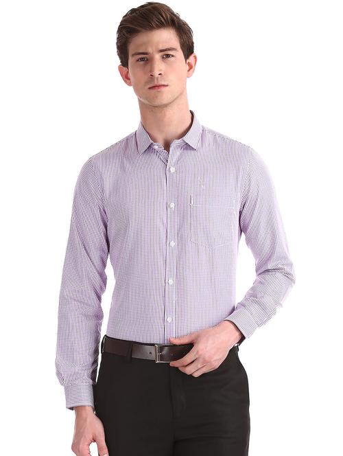 purple checkered formal shirt - 18256313 - Very Small Image - 1