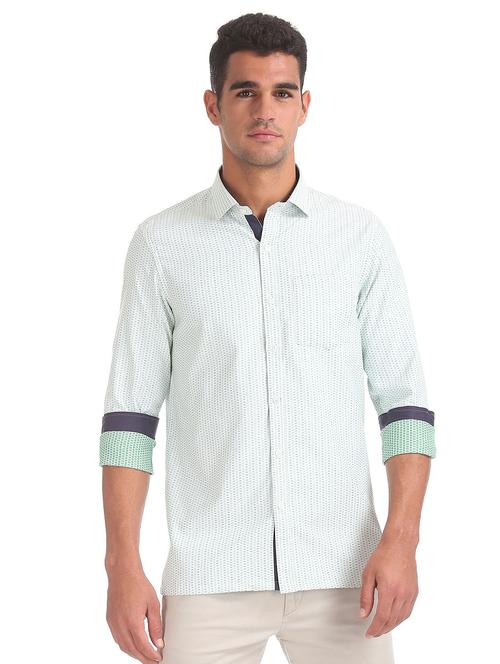 sea-green printed formal shirt - 18256442 - Very Small Image - 1
