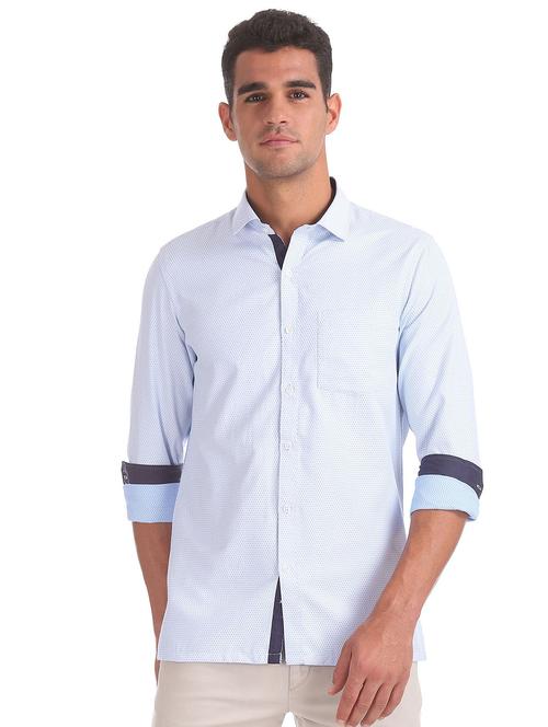 light-blue printed formal shirt - 18256443 - Very Small Image - 1