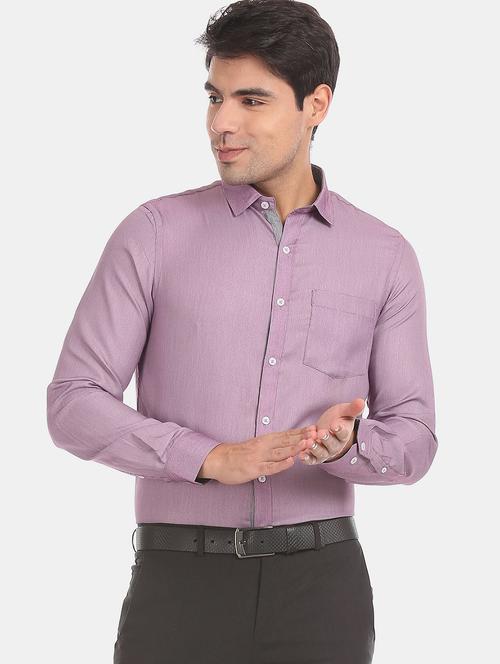purple self-designed formal shirt - 18256454 - Very Small Image - 1