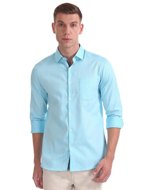 turquoise solid formal shirt - 18256470 - Very Small Image - 1