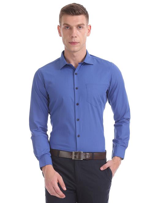 navy-blue solid formal shirt - 18256511 - Very Small Image - 1