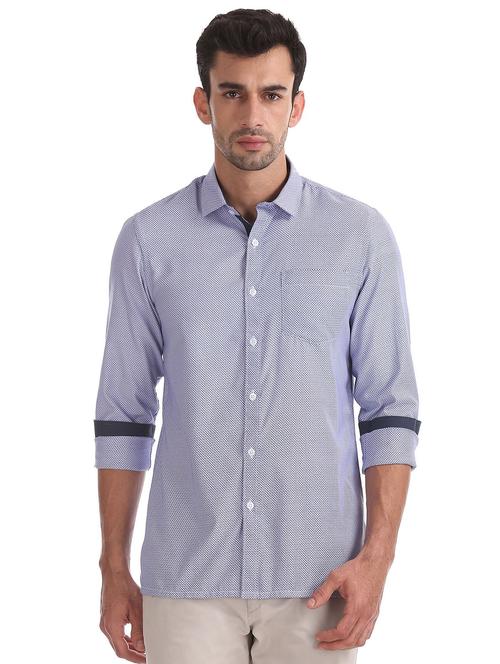 blue chevron formal shirt - 18256530 - Very Small Image - 1