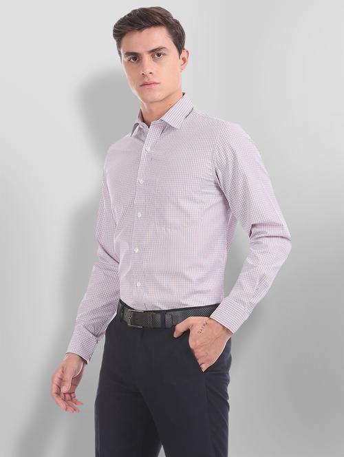 orange checkered formal shirt - 18256642 - Very Small Image - 1