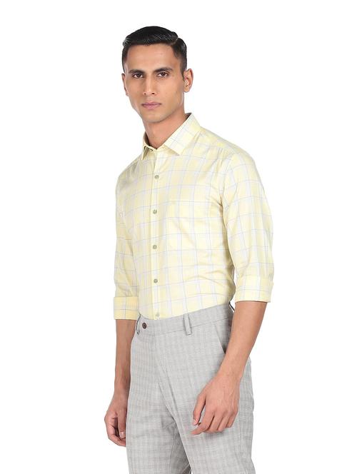 yellow checked formal shirt - 18256677 - Very Small Image - 1