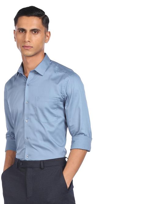 blue solid formal shirt - 18256679 - Very Small Image - 1