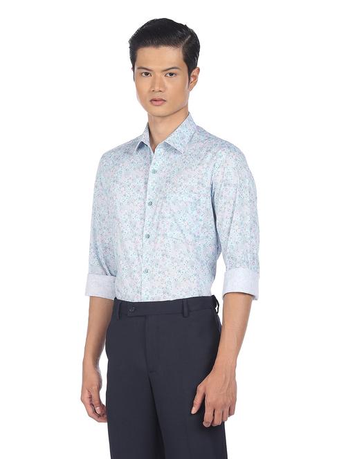 mens micro print formal shirt - 18256690 - Very Small Image - 1