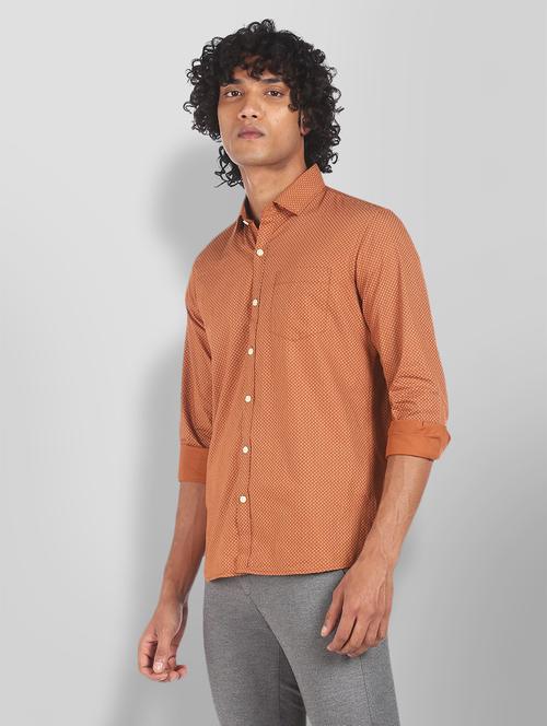 orange printed formal shirt - 18256716 - Very Small Image - 1