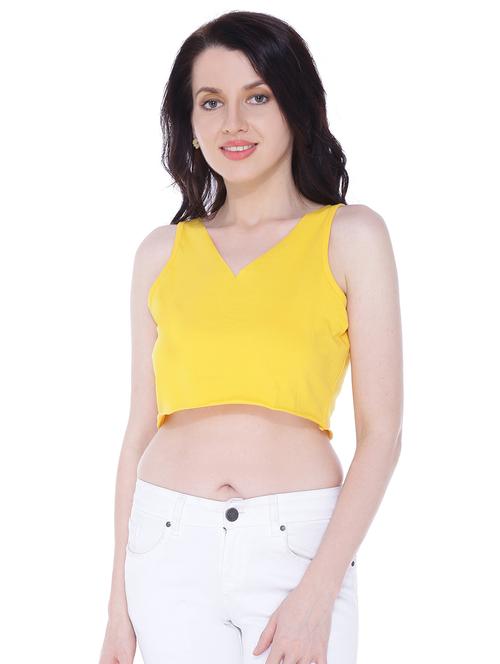 v-neck solid crop top - 18257753 - Very Small Image - 1