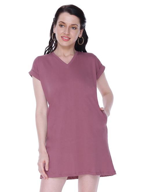 v-neck solid shift dress - 18257839 - Very Small Image - 1