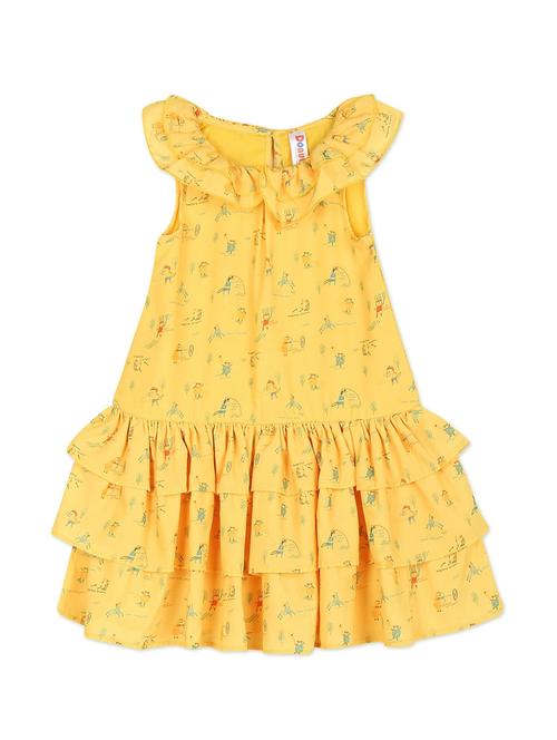 yellow printed frock - 18259056 - Very Small Image - 1