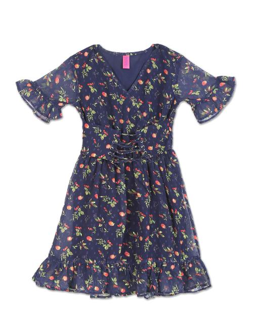 girls v neck short sleeves frock - 18259062 - Very Small Image - 1