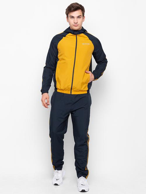 navy blue color block track pant full length track suit - 18259411 - Very Small Image - 1