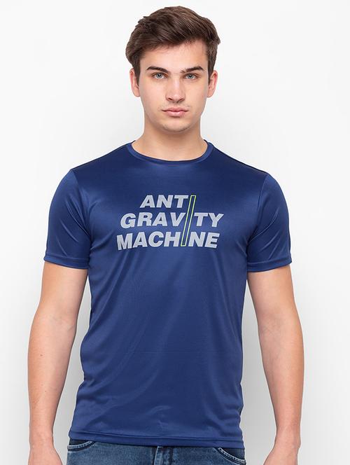 navy blue chest print t-shirt - 18259444 - Very Small Image - 1