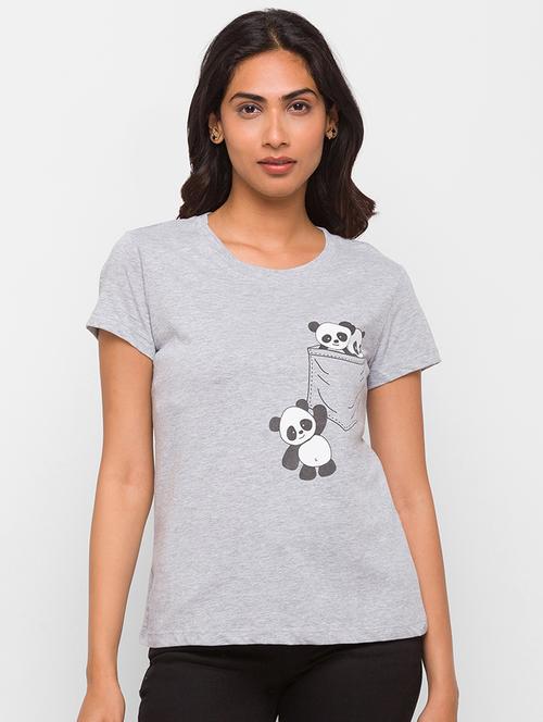 women's front print crew neck t-shirt - 18259490 - Very Small Image - 1