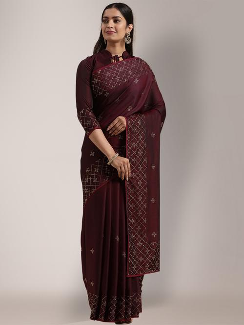 solid bordered saree - 18259612 - Very Small Image - 1