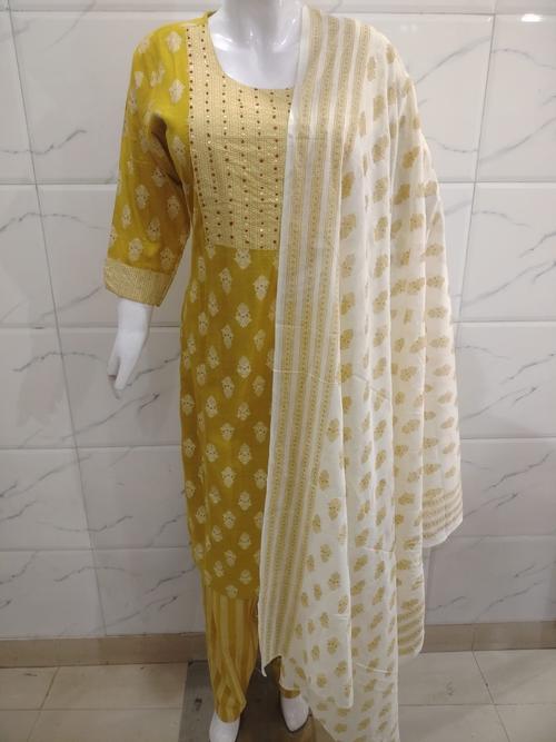 cotton kurta pant dupatta set - 18259684 - Very Small Image - 1