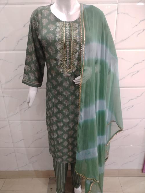 cotton kurta pant dupatta set - 18259698 - Very Small Image - 1