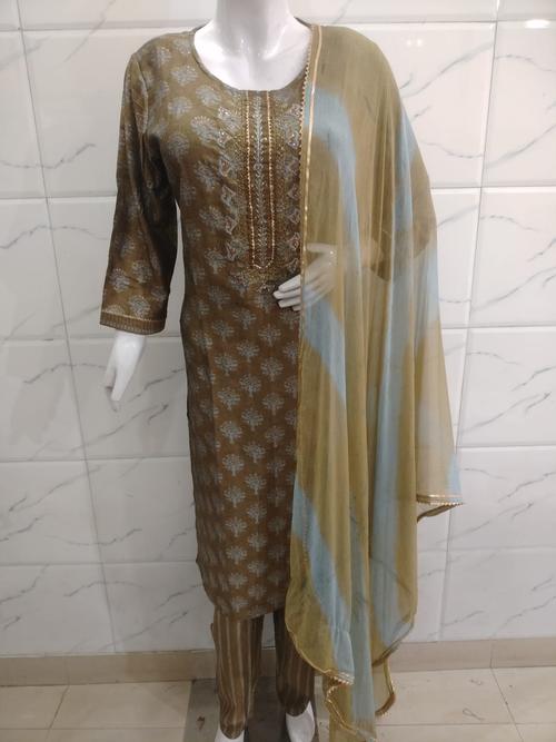 cotton kurta pant dupatta set - 18259699 - Very Small Image - 1