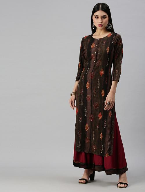 multi colored cotton blend kurta palazzo set - 18260927 - Very Small Image - 1