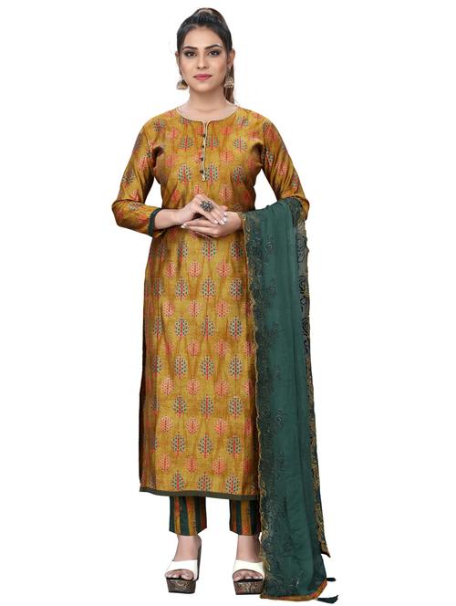 gold unstitched suit set - 18261010 - Very Small Image - 1