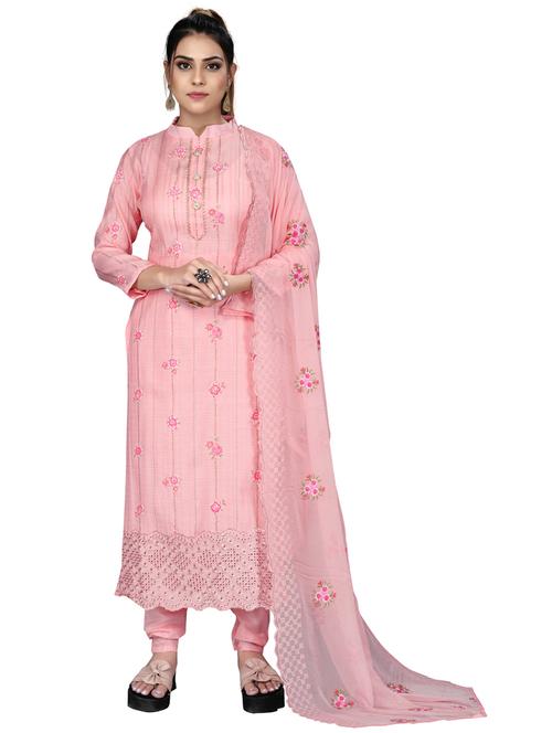 pink unstitched suit - 18261016 - Very Small Image - 1