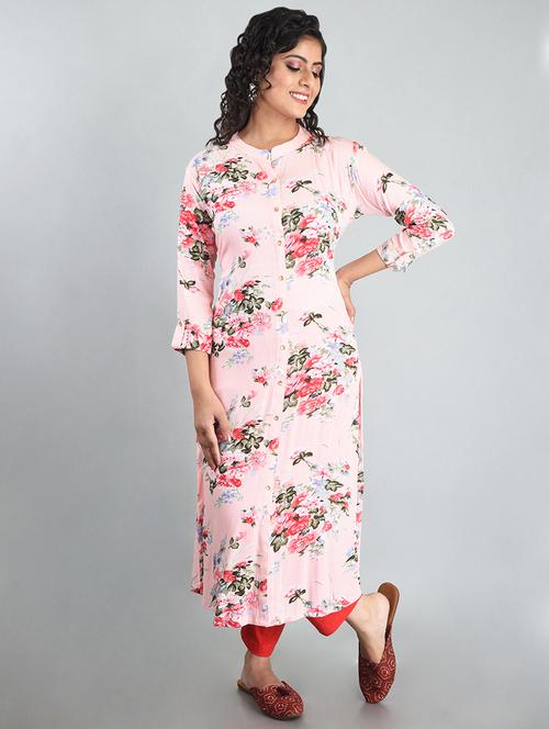 pink printed straight kurta - 18261064 - Very Small Image - 1