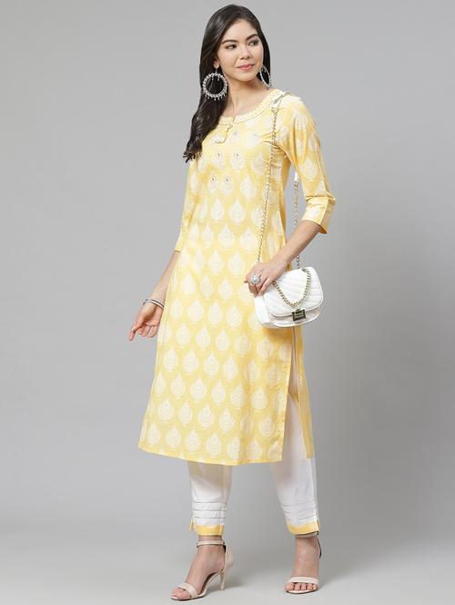 multi colored cotton blend kurta pant set - 18261097 - Very Small Image - 1