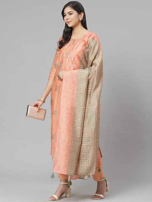 peach modal kurta pant set - 18261098 - Very Small Image - 1