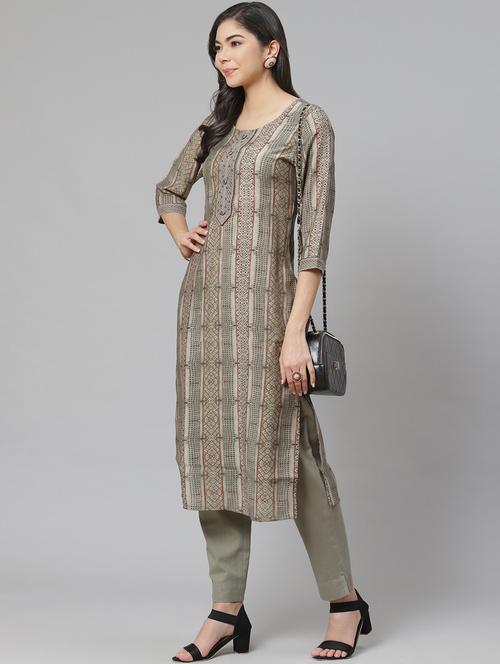 grey modal kurta pant set - 18261337 - Very Small Image - 1