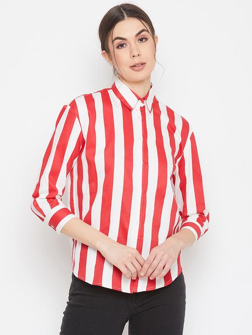 curved hem striped shirt - 18261442 - Very Small Image - 1