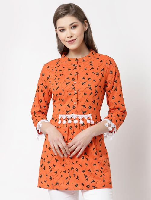 orange printed crop top - 18261517 - Very Small Image - 1