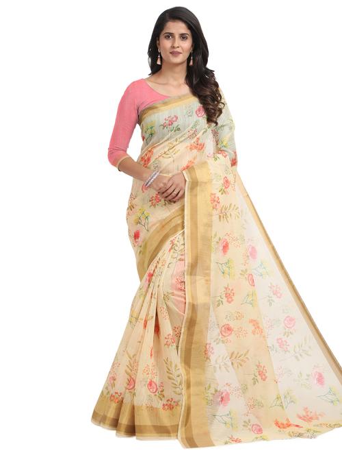 yellow chanderi saree with blouse - 18263221 - Very Small Image - 1