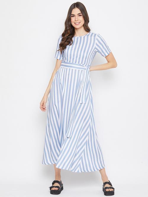 round striped fit & flare dress - 18263368 - Very Small Image - 1