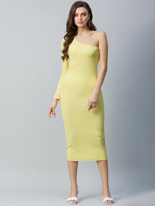 asymmetric neck solid bodycon dress - 18263389 - Very Small Image - 1