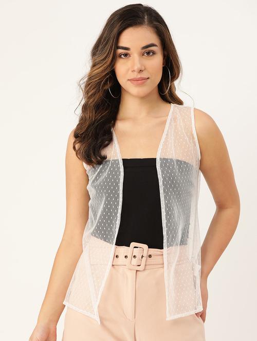 sleeveless solid shrug - 18263458 - Very Small Image - 1