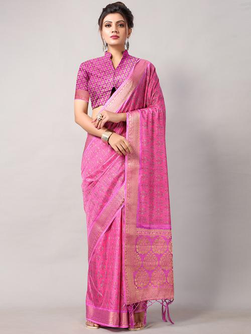purple silk saree with blouse - 18264302 - Very Small Image - 1