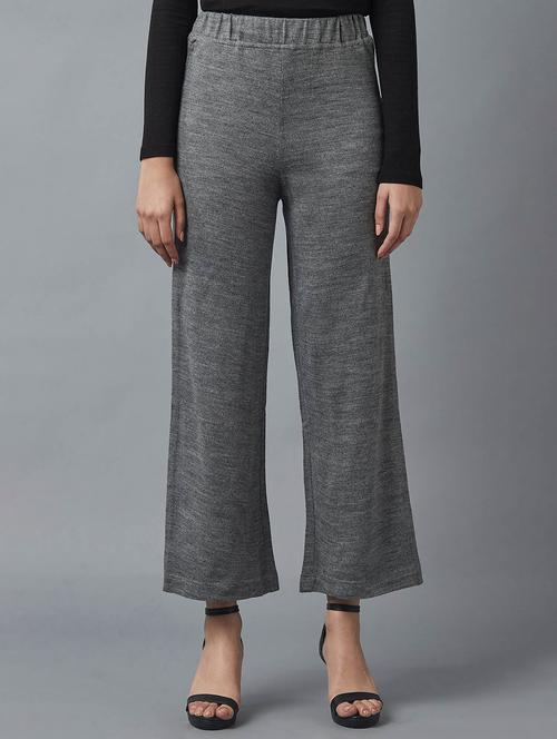 mid rise solid wide leg trouser - 18264851 - Very Small Image - 1