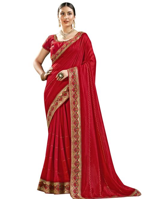 solid chanderi saree with blouse - 18264893 - Very Small Image - 1