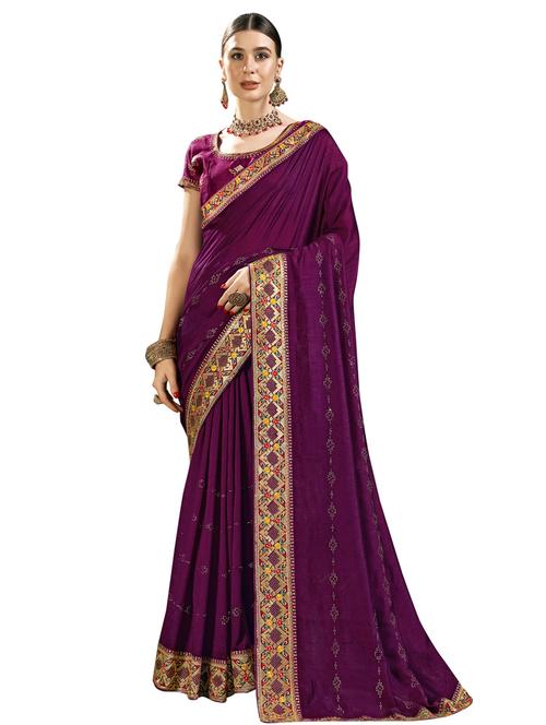 solid chanderi saree with blouse - 18264896 - Very Small Image - 1