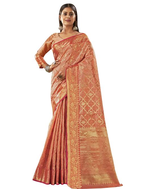 pink art silk saree with blouse - 18265318 - Very Small Image - 1