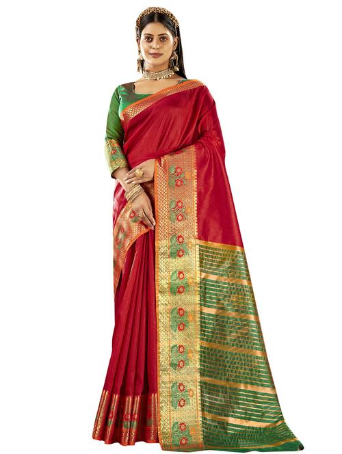 maroon art silk printed saree - 18265321 - Very Small Image - 1