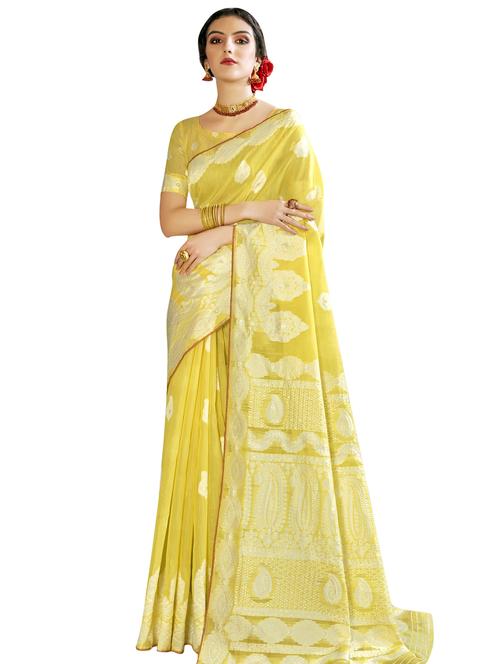 yellow cotton silk saree - 18265356 - Very Small Image - 1