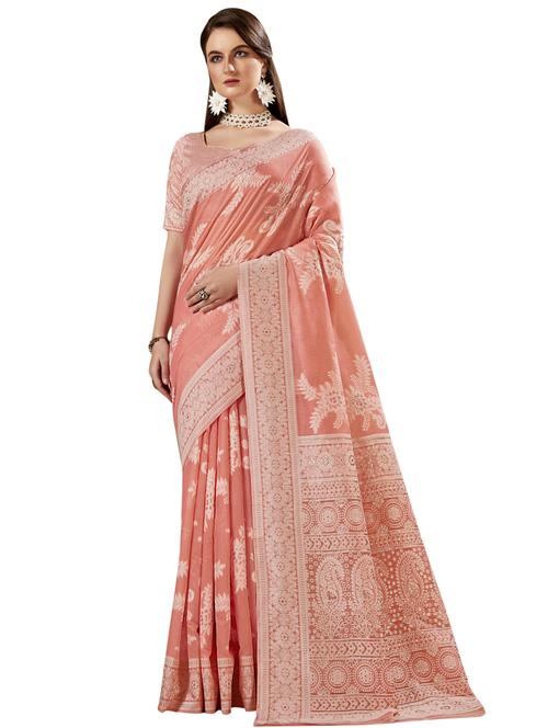 pink linen saree - 18265472 - Very Small Image - 1