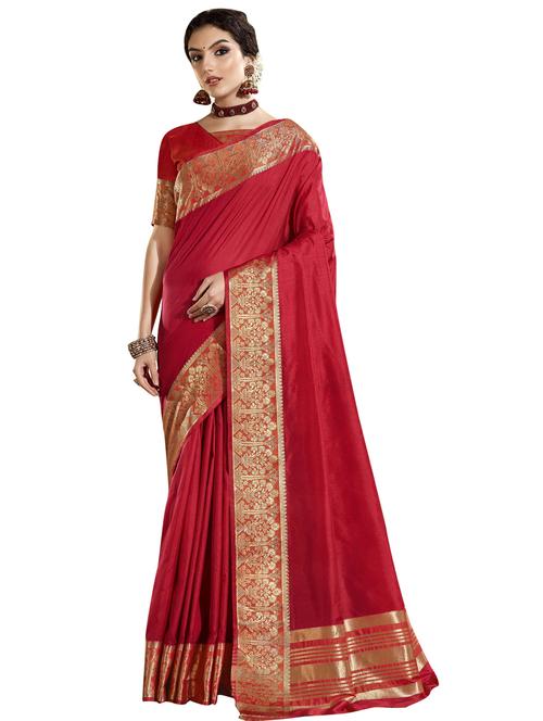 red art silk plain saree - 18265476 - Very Small Image - 1