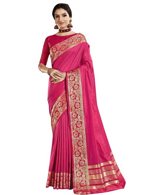 pink art silk plain saree - 18265479 - Very Small Image - 1