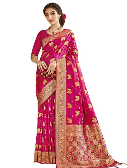 magenta silk saree with blouse - 18265480 - Very Small Image - 1
